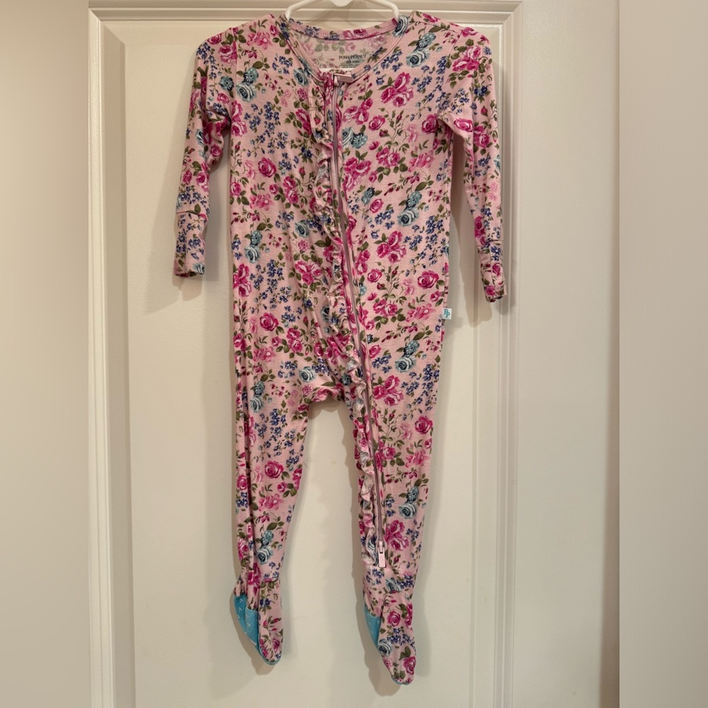 SOLD!!! Posh Peanut Floral Footie Ruffled Zippered One Piece 6-9 months